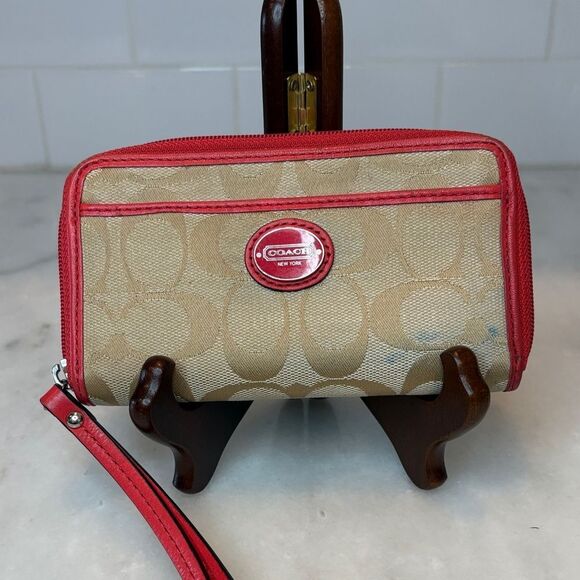 Coach Wristlet Y2K Wallet Jacquard Signature Logo Neon Leather Wristlet Wallet - Picture 2 of 16